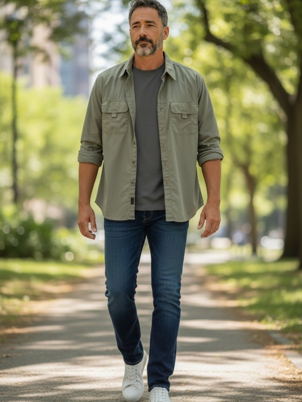 Haband Olive Button-Down Shirt with Chest Pockets